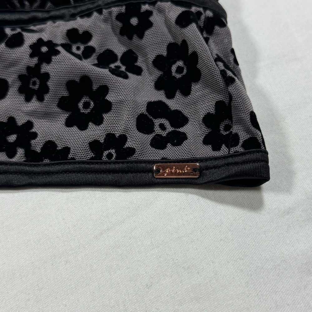 Victoria's Secret PINK Bralette Black Daisy Whimsigoth Floral Mesh V-Wire Small - Picture 4 of 4
